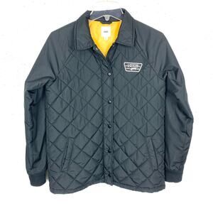 Vans Thanks Coach Quilted MTE Jacket Polyester Full Zip Snap Closure Black XS